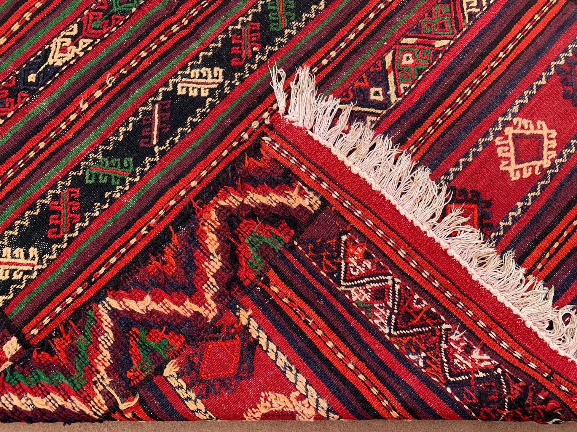 5x10 Ft Antique Afghan kilim Rug, Hand Knotted Wool kilim Rug, Oriental Flatweave kilim Rug, Vintage Striped Rug, Bedroom Living Room Rug.