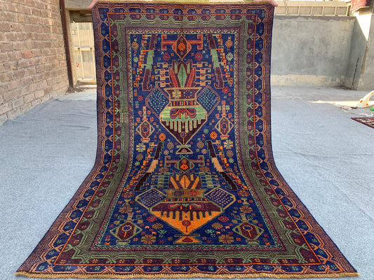 3x6 Ft Floral Vintage Rug, Natural Afghan Hand Knotted Rug, Herat Baluchi Rug, Oriental Wool Rug, One of a kind Rug, Bedroom Rug Hallway Rug