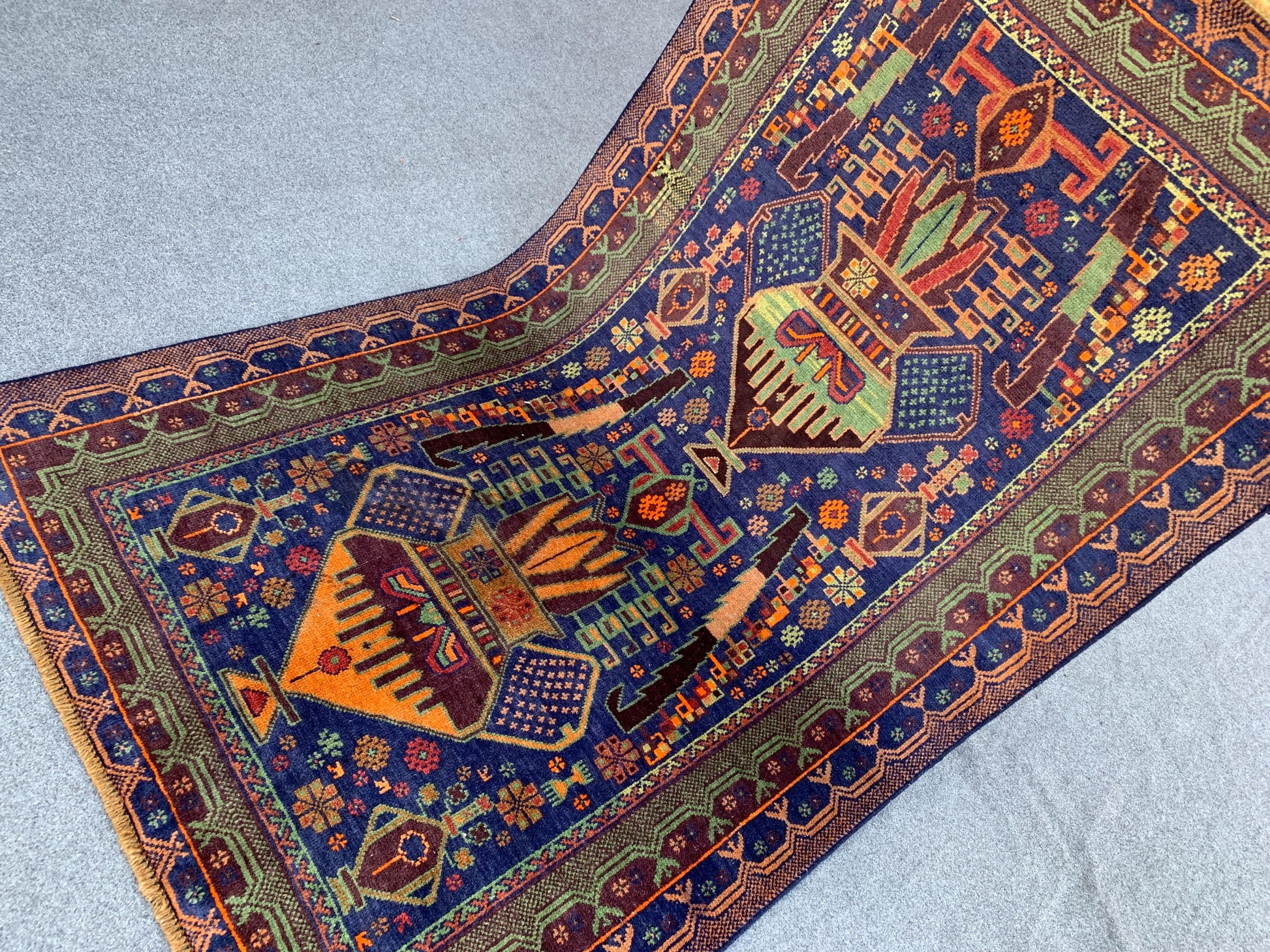 3x6 Ft Floral Vintage Rug, Natural Afghan Hand Knotted Rug, Herat Baluchi Rug, Oriental Wool Rug, One of a kind Rug, Bedroom Rug Hallway Rug