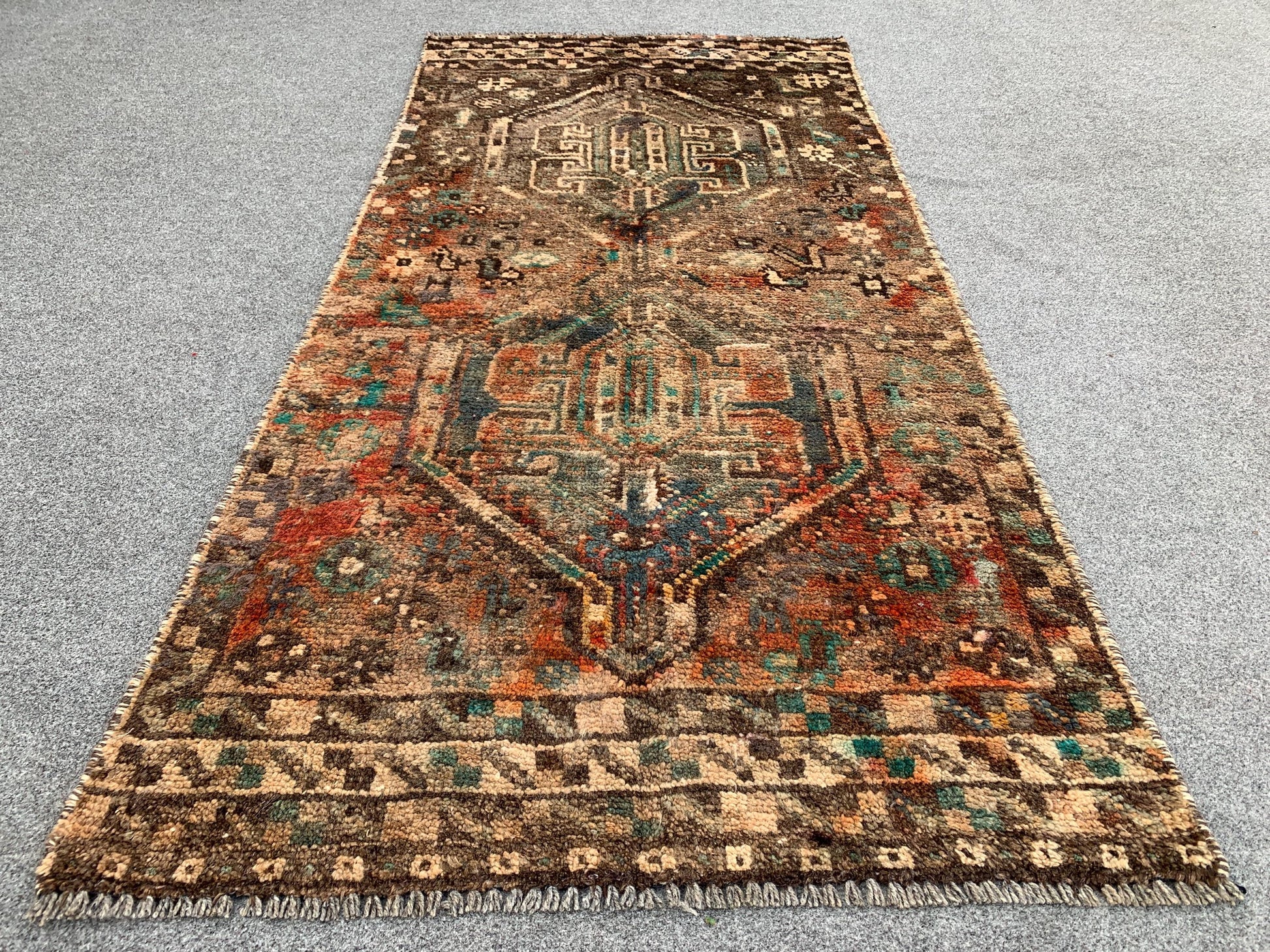 2x5 Ft Antique Runner Rug, Afghan Hand Knotted Runner Rug, Vintage Runner Rug, Oriental Wool Rug, One of a kind Rug, Bedroom Rug Hallway Rug