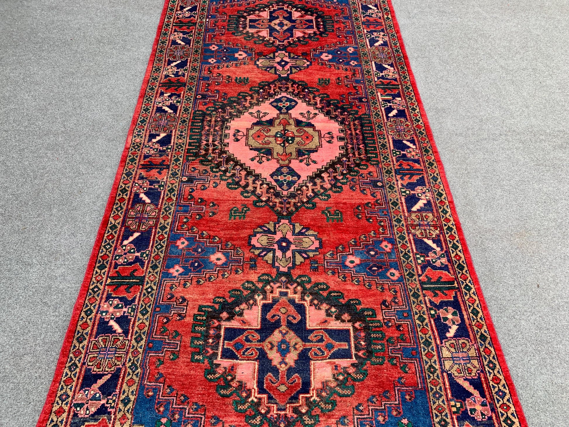 4x9 Ft Runner Rug, Afghan Hand Knotted Runner Rug, Geometric Runner Rug, Vintage Tribal Rug Oriental Runner Rug, Bedroom Hallway Runner Rug.