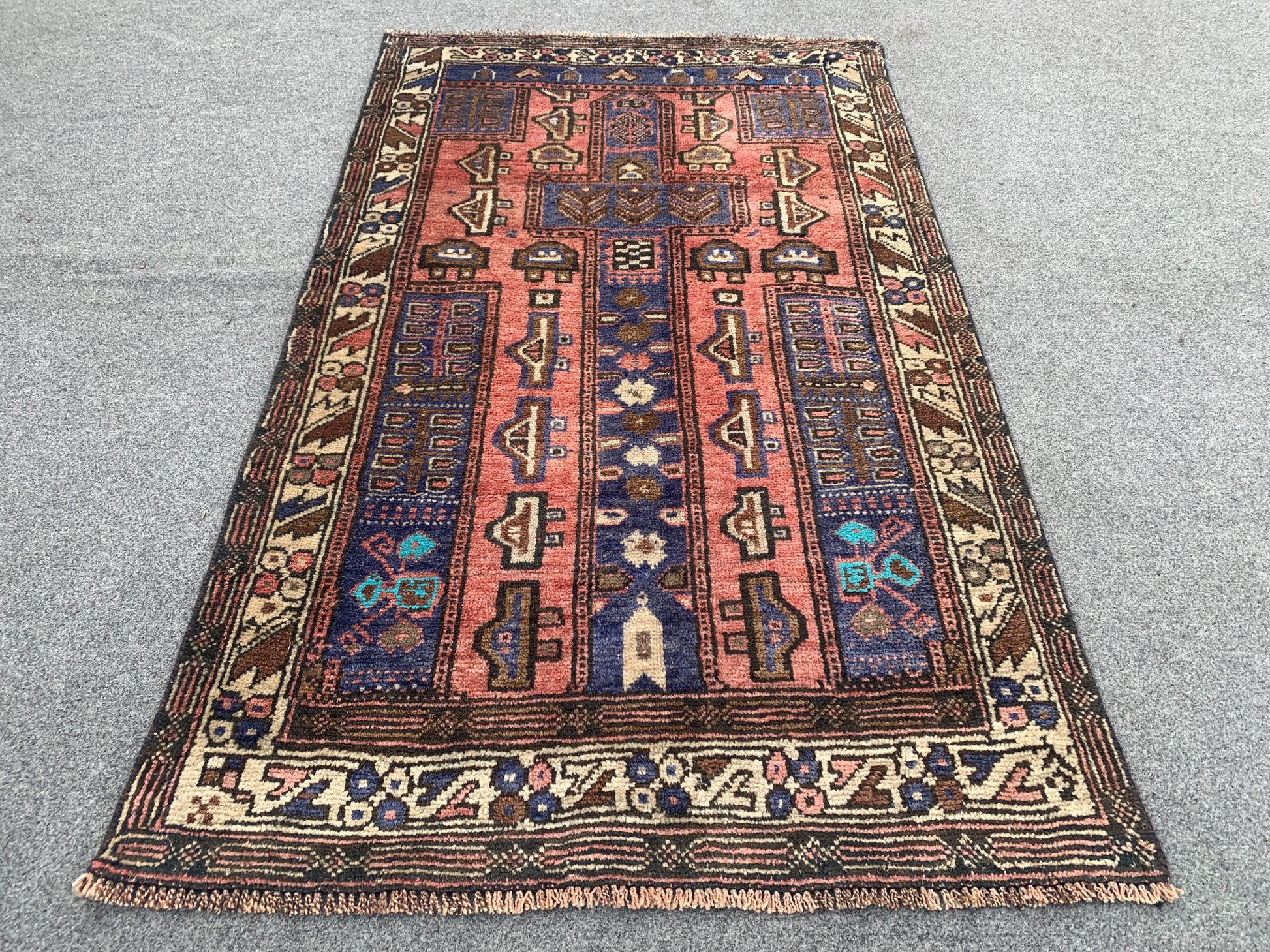 3x4 Ft Antique Rug, Pictorial Rug, Afghan Hand Knotted Rug, Oriental Wool Rug, Vintage Rug, Best for Kids Room Rug, Bedroom Rug, Office Rug.