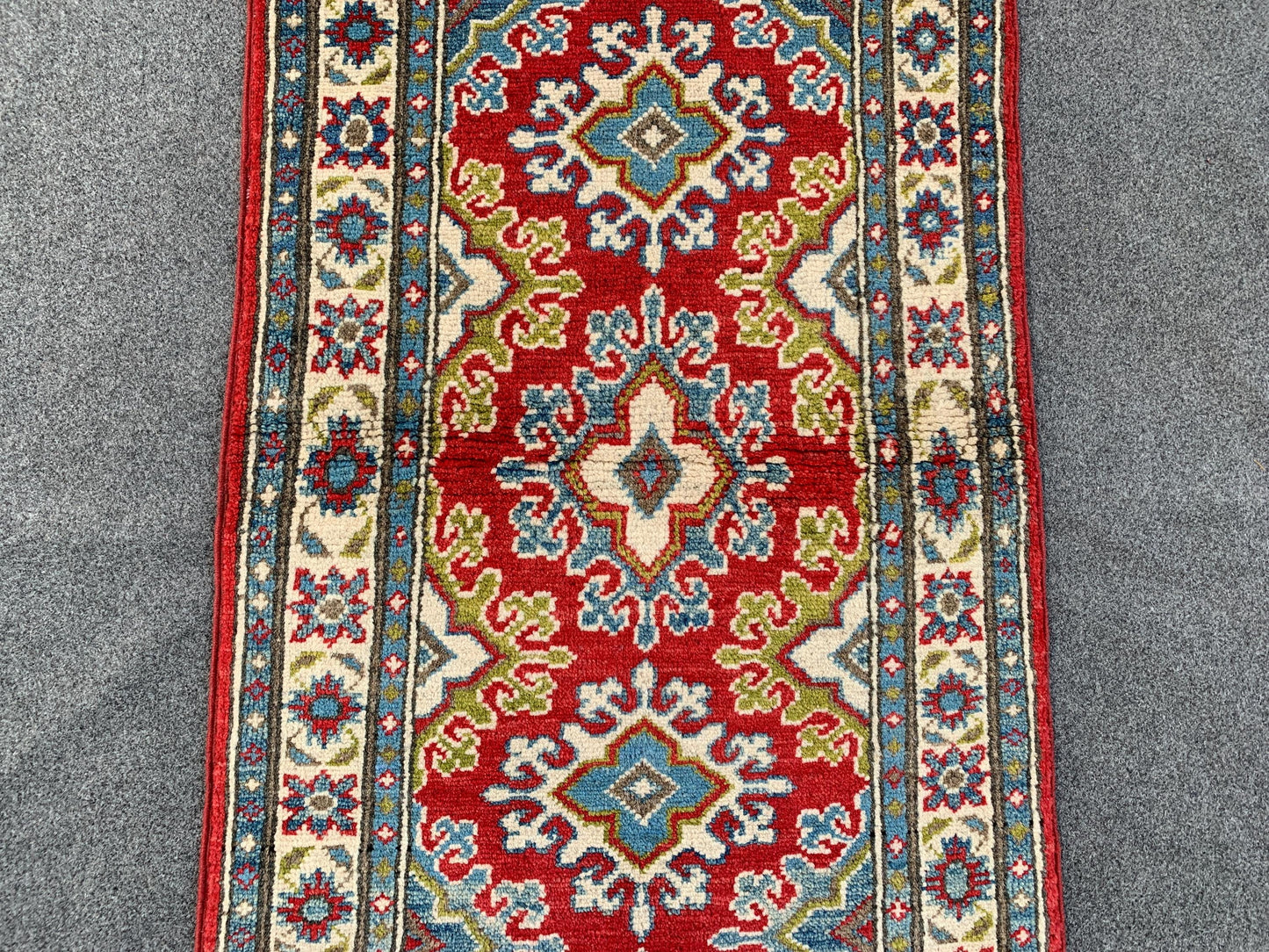 2x6 Ft Afghan Runner Rug, Hand Knotted Runner Rug, Geometric Area Rug, Oriental Vintage Rug, Turkmen Kazak Rug, Bedroom Hallway Runner Rug.