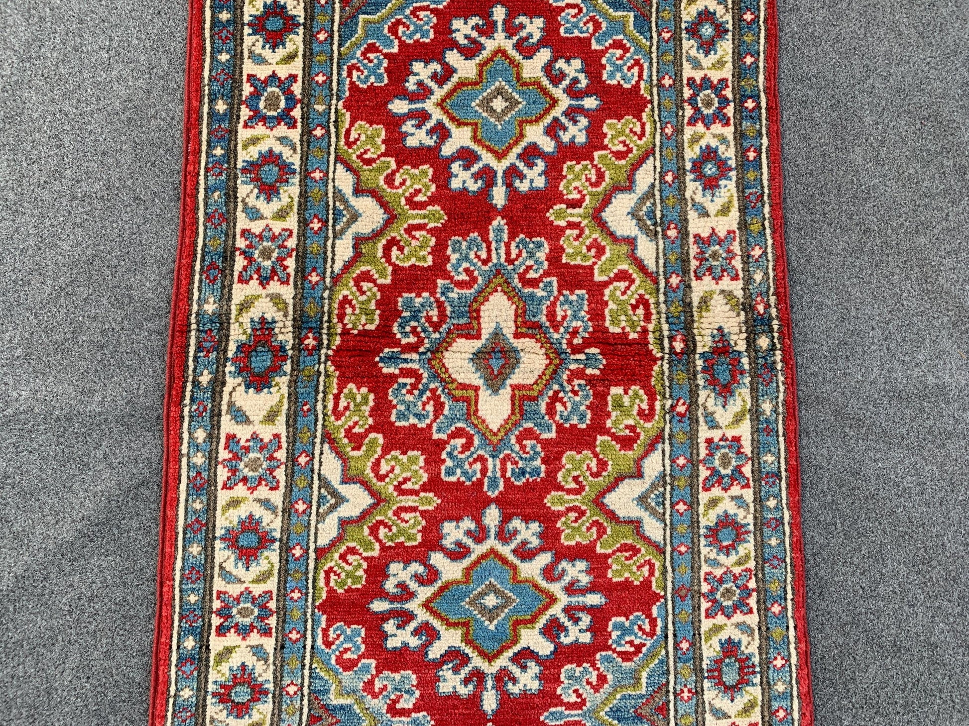 2x6 Ft Afghan Runner Rug, Hand Knotted Runner Rug, Geometric Area Rug, Oriental Vintage Rug, Turkmen Kazak Rug, Bedroom Hallway Runner Rug.