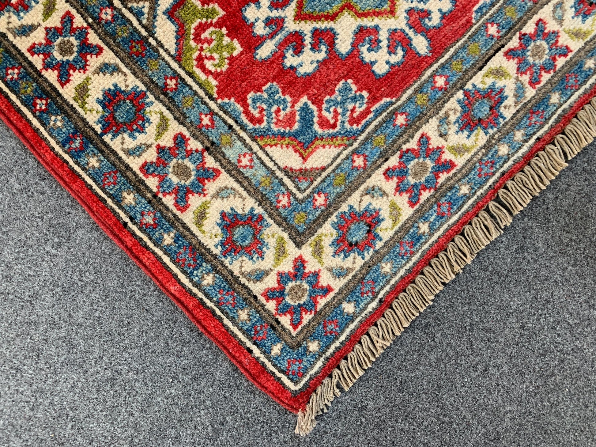 2x6 Ft Afghan Runner Rug, Hand Knotted Runner Rug, Geometric Area Rug, Oriental Vintage Rug, Turkmen Kazak Rug, Bedroom Hallway Runner Rug.