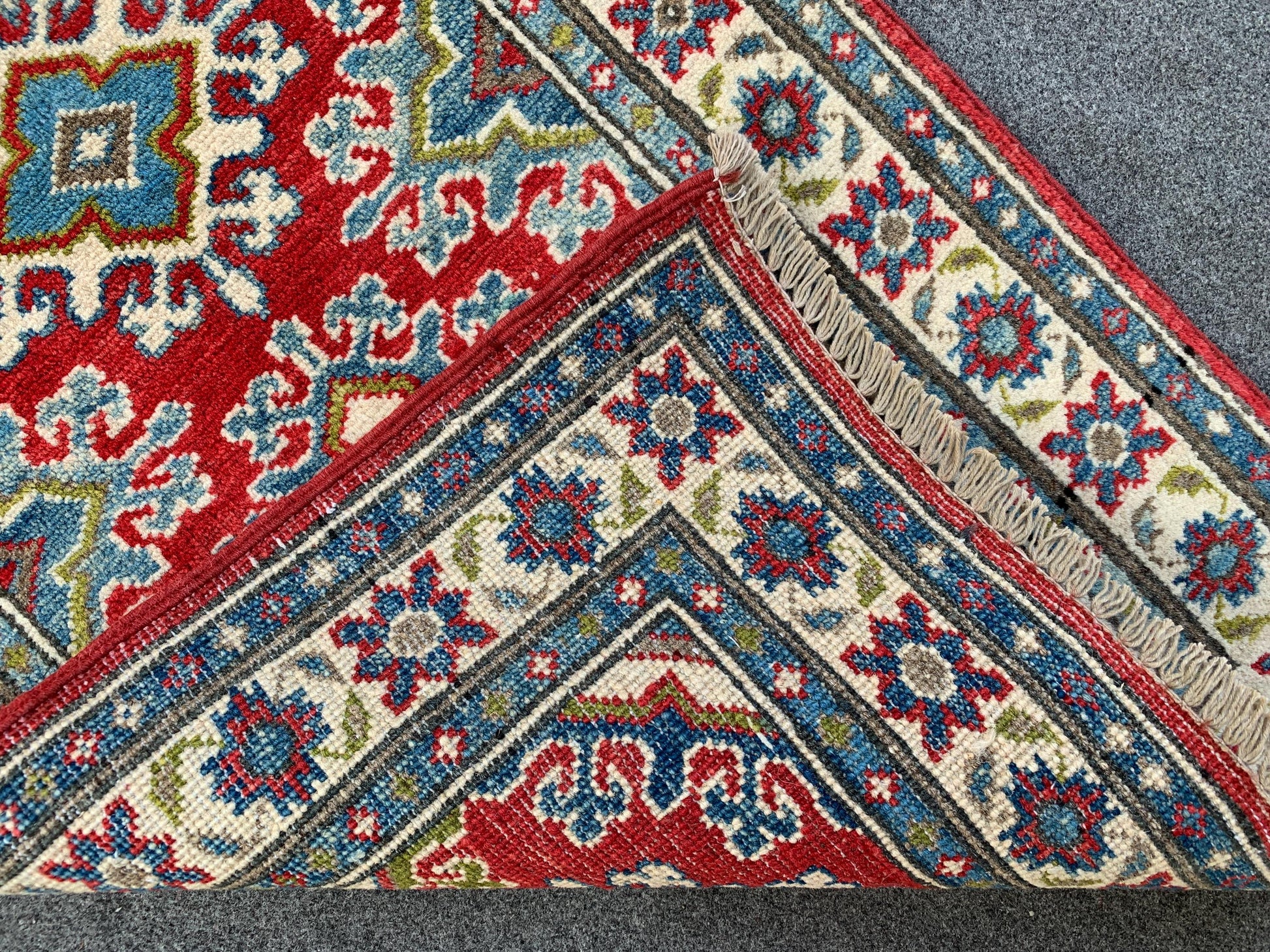 2x6 Ft Afghan Runner Rug, Hand Knotted Runner Rug, Geometric Area Rug, Oriental Vintage Rug, Turkmen Kazak Rug, Bedroom Hallway Runner Rug.