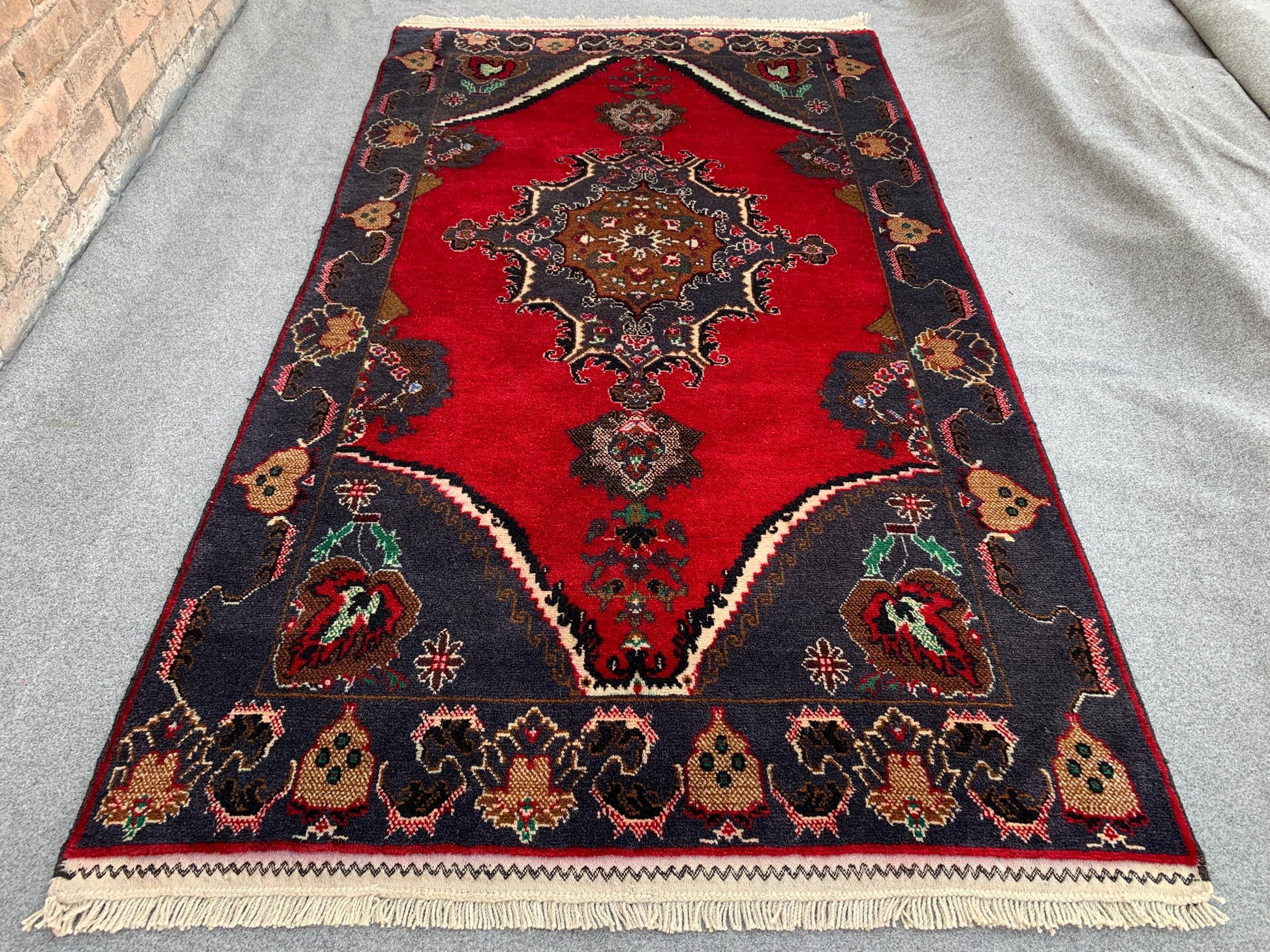4x7 Ft Vintage Baluchi Rug, Afghan Hand Knotted Rug, Geometric Area Rug, Oriental Wool Rug, High Pile Rug, Rugs for Bedroom Living Room Rug.