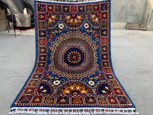 3x4 Ft Amazing Floral Rug, Afghan Hand Knotted Rug, Good Pile Rug, Bukhara design Rug, Oriental Wool Rug, Best for Office Rug, Bedroom Rug.