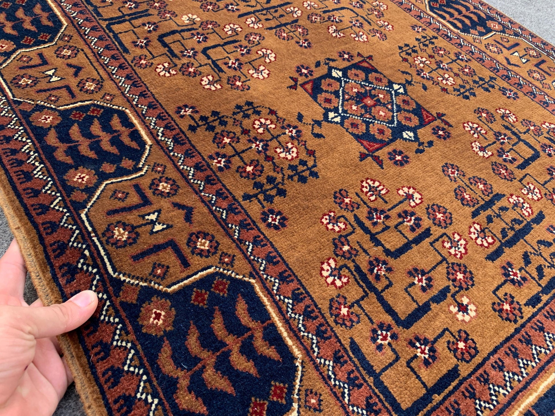 3x7 Bukhara Runner Rug, Natural Hand Knotted Runner Rug, Afghan Runner Rug, Oriental Turkmen Wool Rug, Rugs for Bedroom Hallway Kitchen Rug.