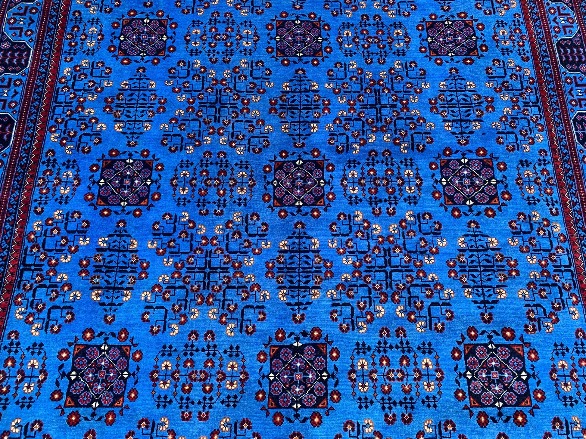 7x10 Ft Blue Bukhara Rug, Natural Afghan Hand Knotted Wool Rug, High Quality Bukhara Rug Oriental Rug Modern Rug, Living Room Rug 200x300 Cm