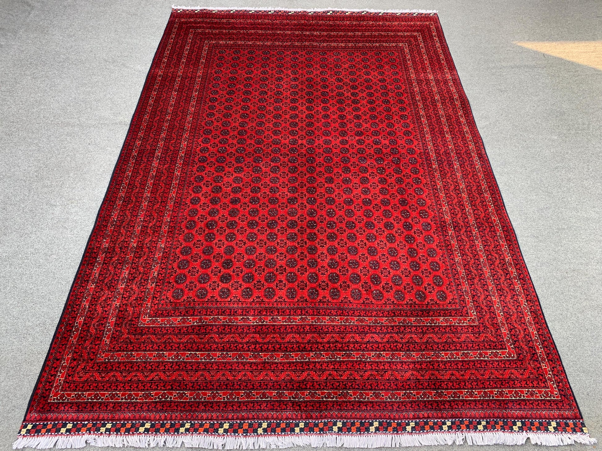 Afghan Red Rug 7x10 Ft Khoja Roshni Rug, Natural Hand Knotted Wool Rug, Turkmen Oriental Rug, Famous design Rug, Bedroom Rug Living Room Rug