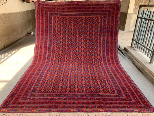 6x9 Ft Amazing Red Blue kilim Rug, Afghan Hand knotted Wool kilim Rug, Good Quality kilim Rug, Home Decor Rug, Bedroom Rug, Living Room Rug.