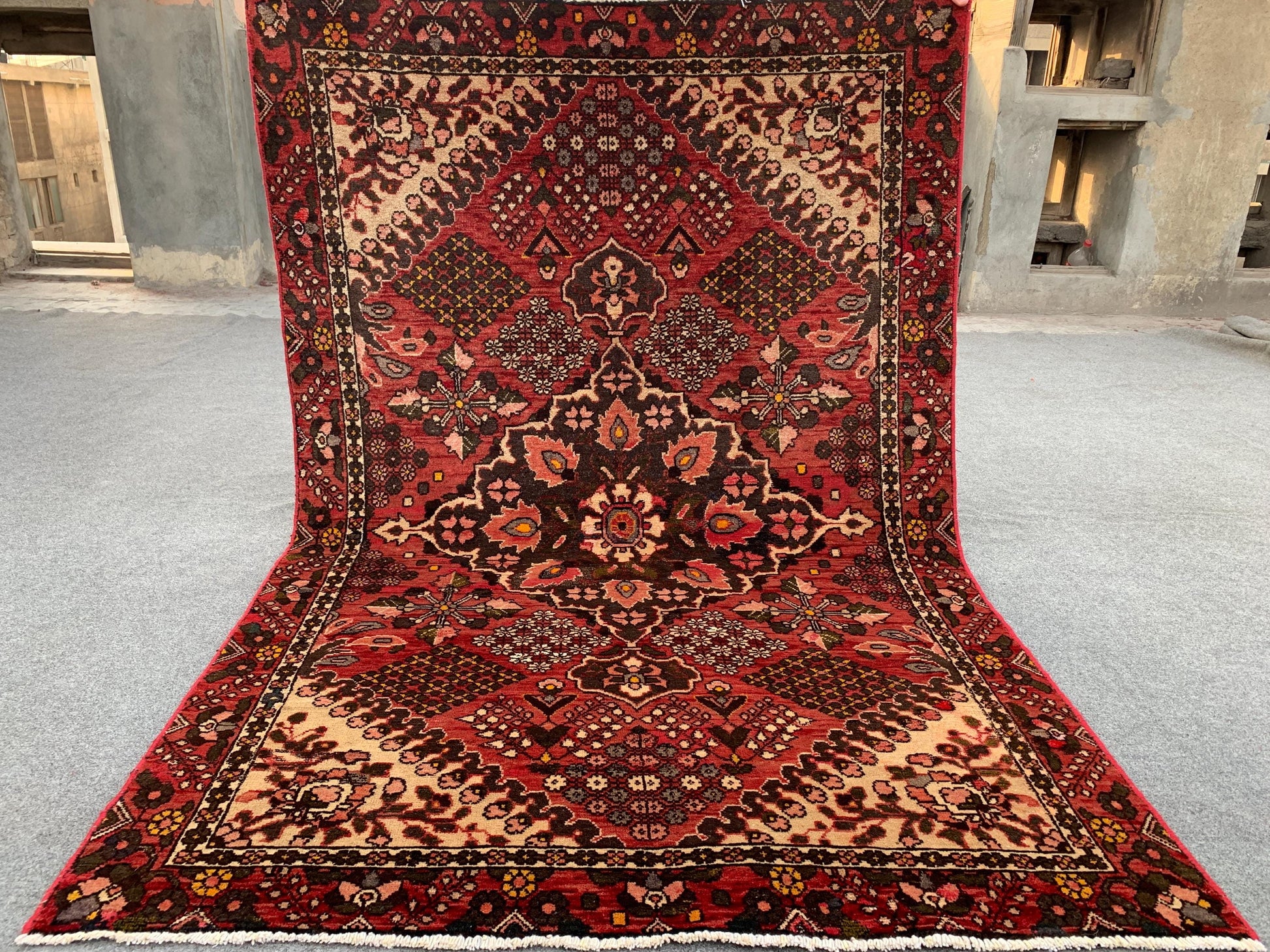 One of a kind Antique Rug, 4x6 Ft Afghan Hand Knotted Wool Rug, Vintage Geometric design Rug, Oriental Turkmen Tribal Rug, Living Room Rug.