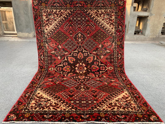 One of a kind Antique Rug, 4x6 Ft Afghan Hand Knotted Wool Rug, Vintage Geometric design Rug, Oriental Turkmen Tribal Rug, Living Room Rug.