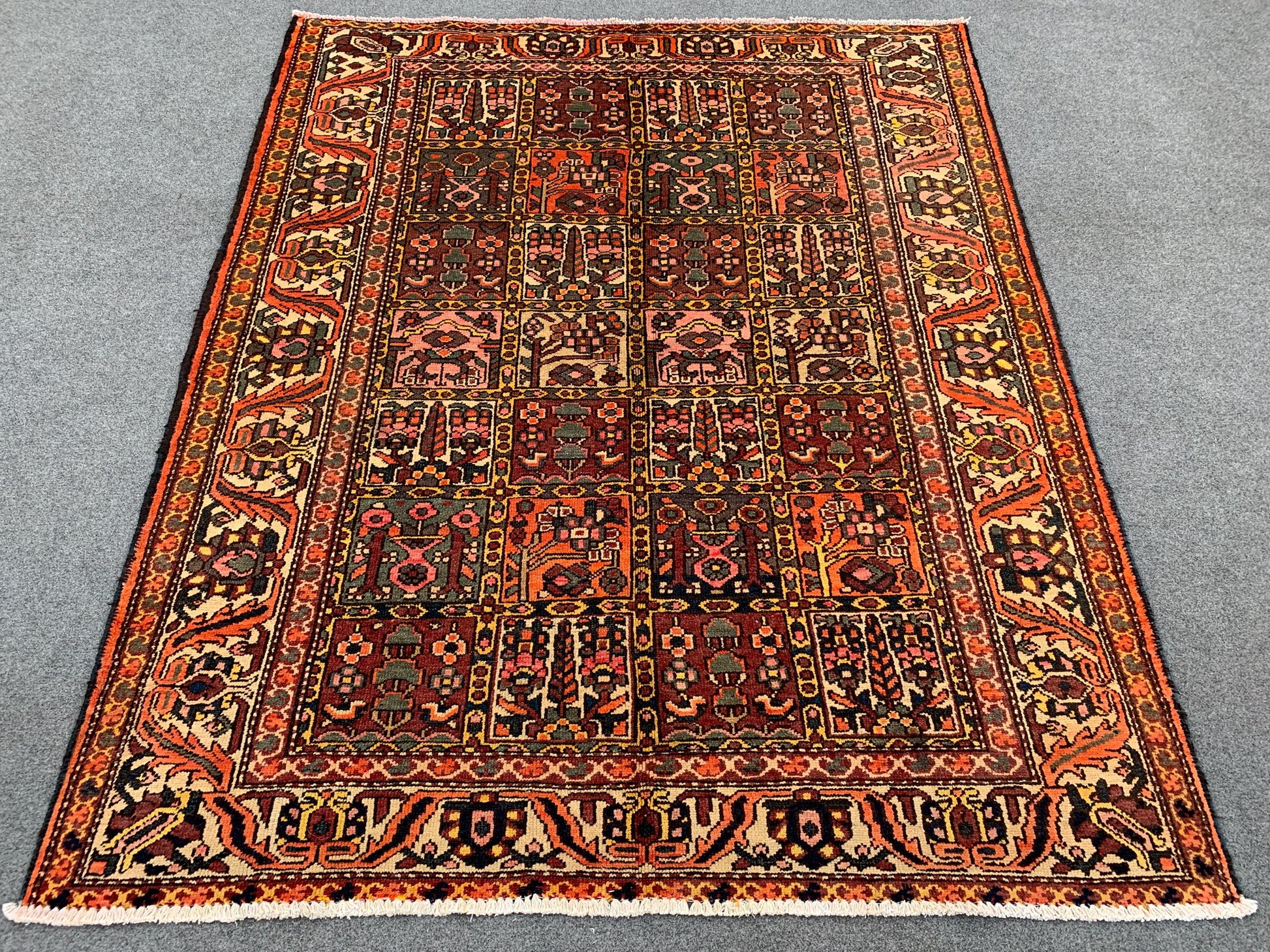 Vintage Tree of life design Rug 5x6 Ft Afghan Hand Knotted Rug, Oriental Turkmen Rug, Antique Tribal Wool Rug, Bedroom Rug, Living Room Rug.