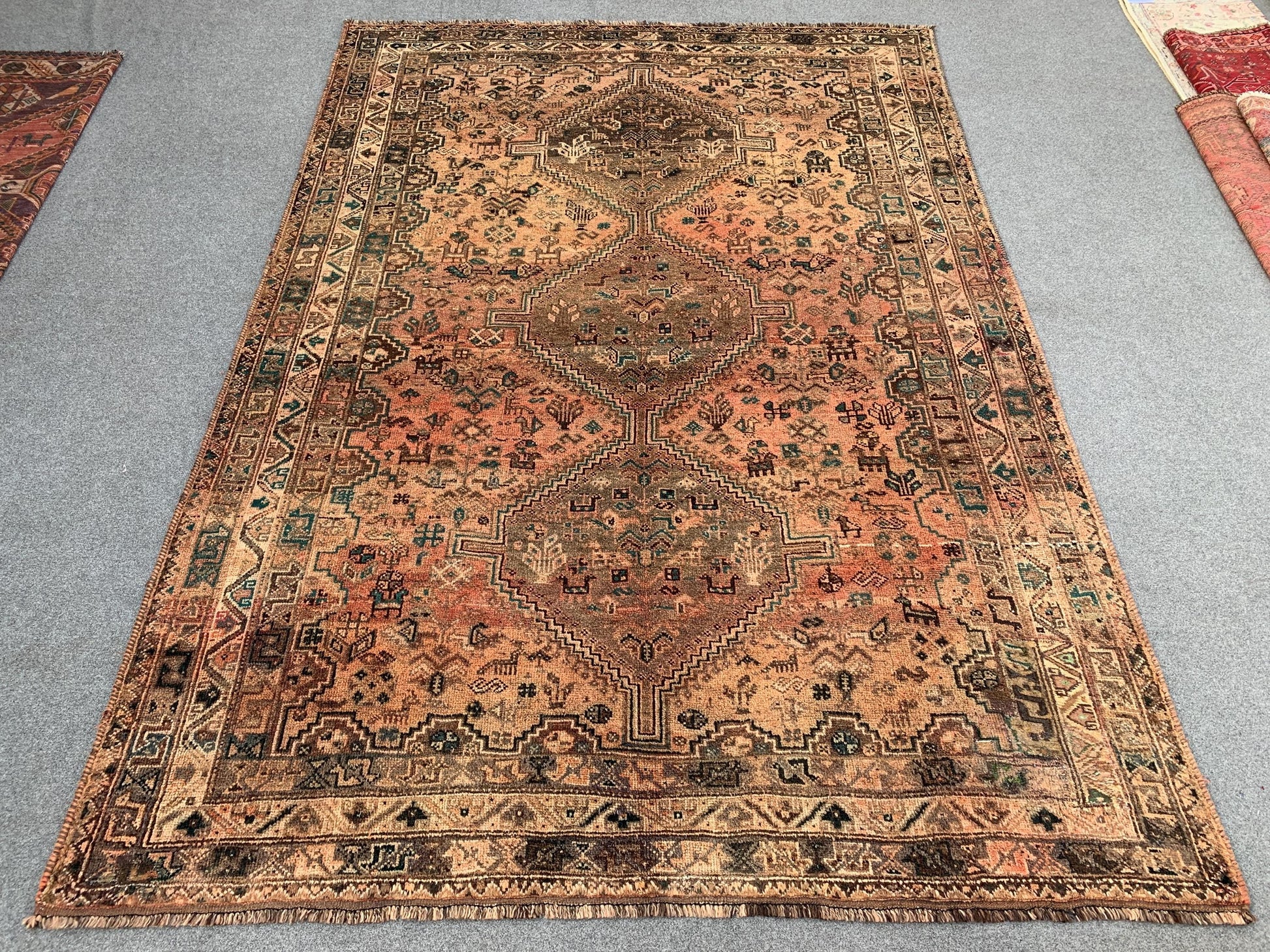 6x9 Ft Vintage Afghan Rug, Hand knotted Wool Rug, Caucasian design Rug, Antique Oriental Rug, Tribal Rug, Dining Table Rug, Living Room Rug.
