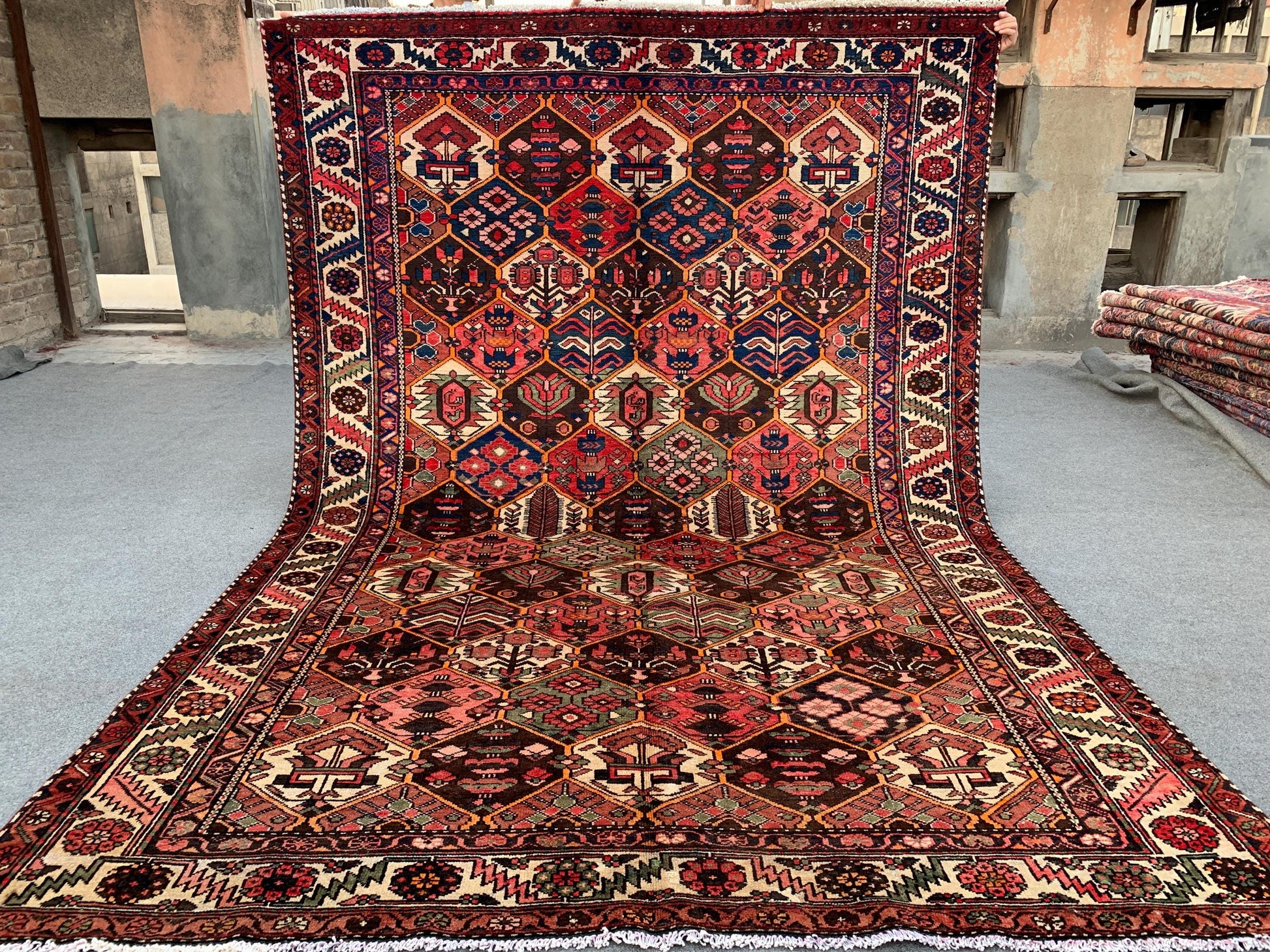 7x10 Ft Vintage Floral Rug, Afghan Hand knotted Wool Rug, Turkmen Tribal Rug, Antique Oriental Rug, Home Decor Rug Best for Living Room Rug.