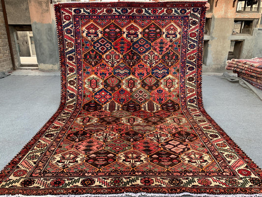 7x10 Ft Vintage Floral Rug, Afghan Hand knotted Wool Rug, Turkmen Tribal Rug, Antique Oriental Rug, Home Decor Rug Best for Living Room Rug.