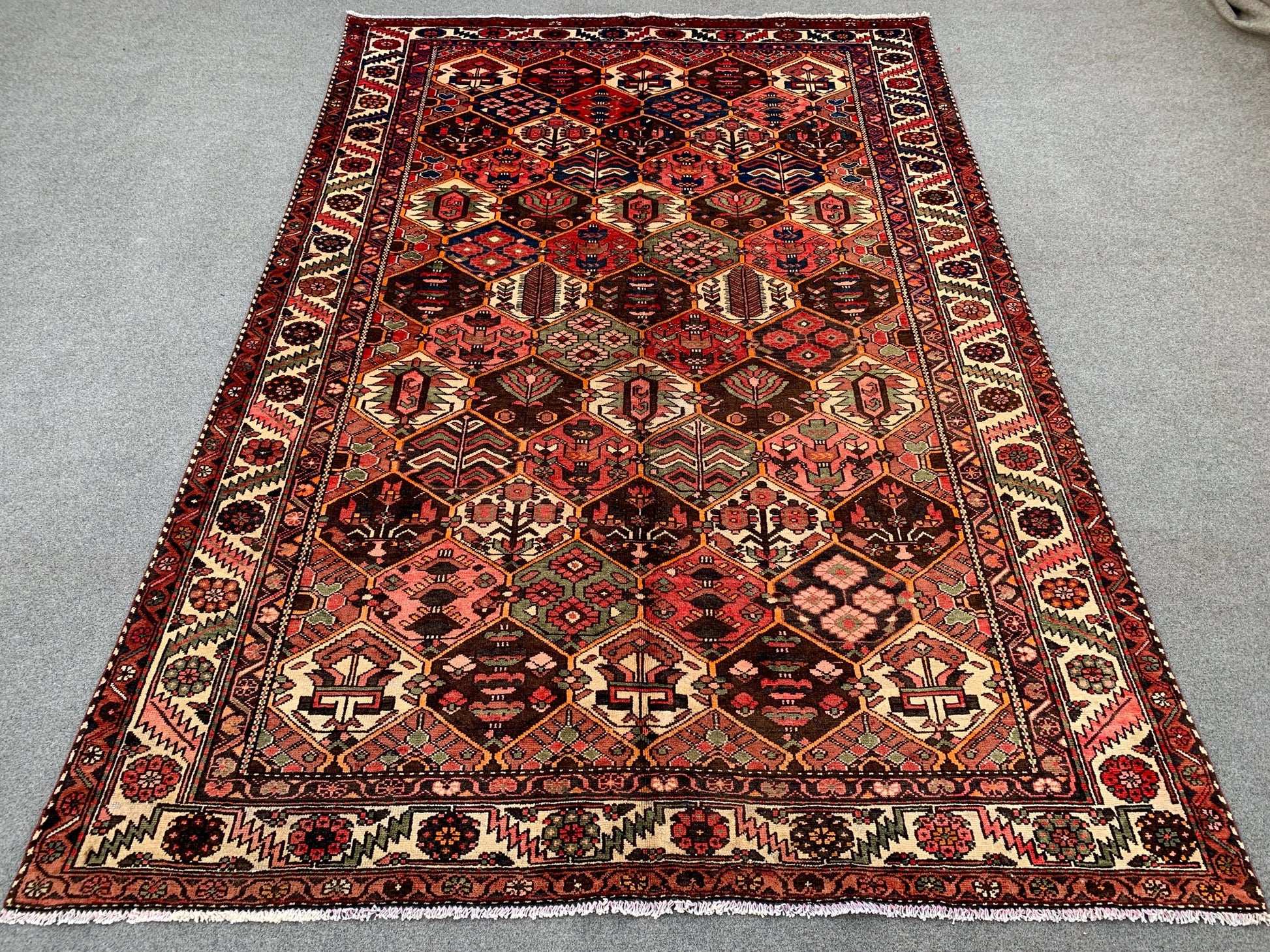 7x10 Ft Vintage Floral Rug, Afghan Hand knotted Wool Rug, Turkmen Tribal Rug, Antique Oriental Rug, Home Decor Rug Best for Living Room Rug.