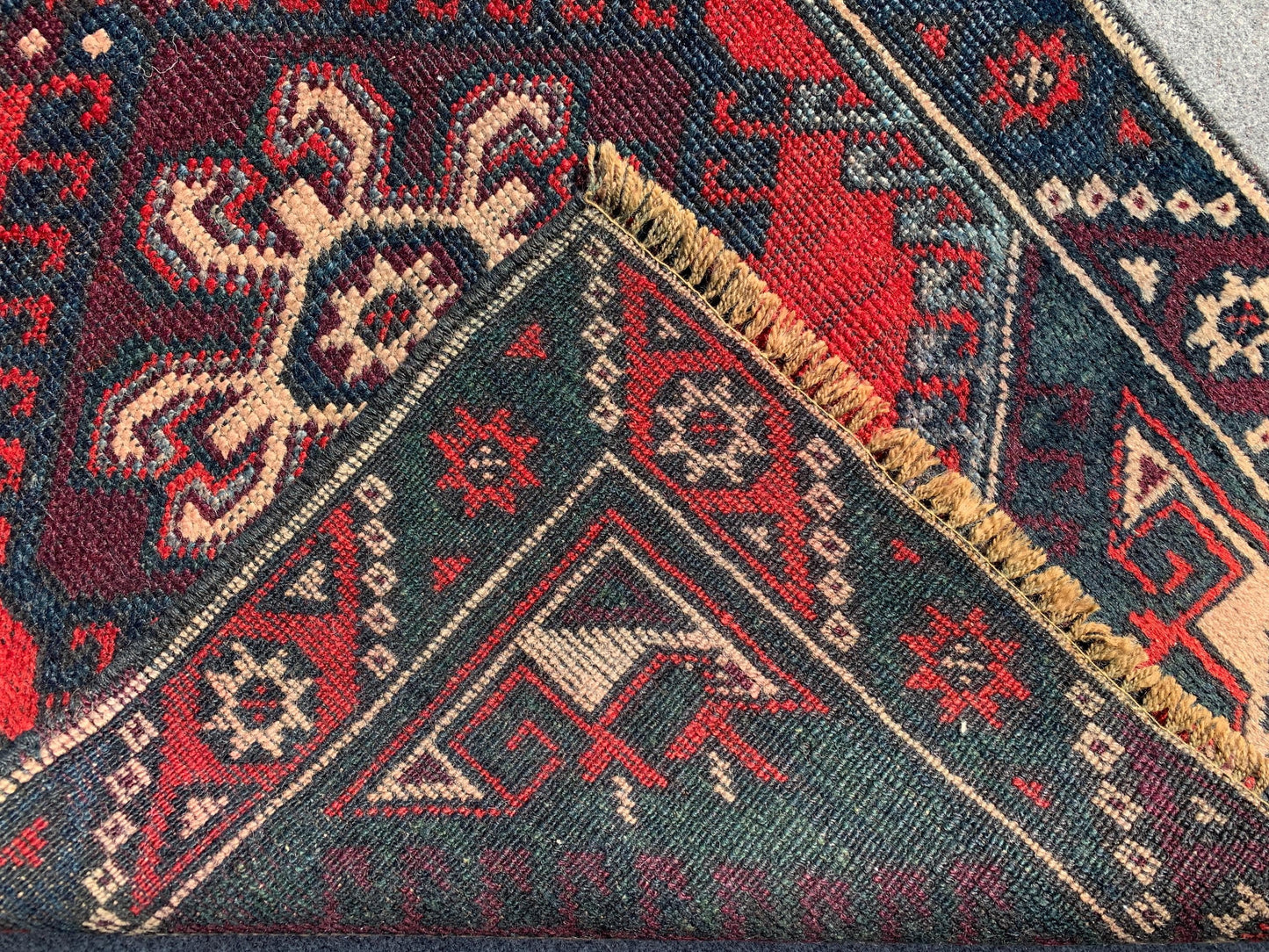 Vintage Runner Rug 2x9 Ft Afghan Hand Knotted Runner Rug, Low Pile Rug, Geometric Area Rug, Antique Oriental Runner Rug, Hallway Runner Rug.