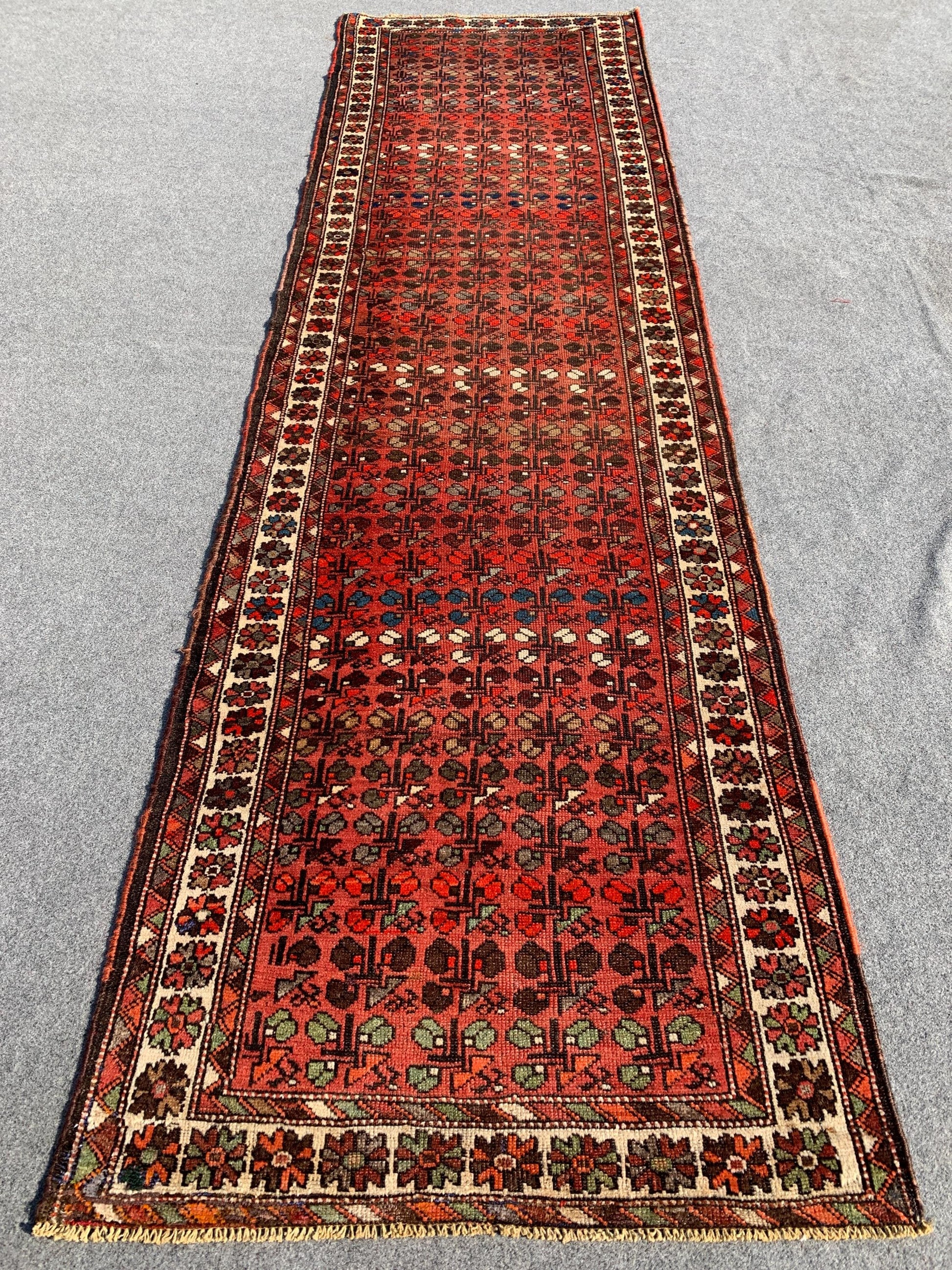 3x10 Ft Antique Afghan Runner Rug, Hand Knotted Runner Rug, Low Pile Rug, Vintage Floral Runner Rug, Oriental Runner Rug Hallway Runner Rug.