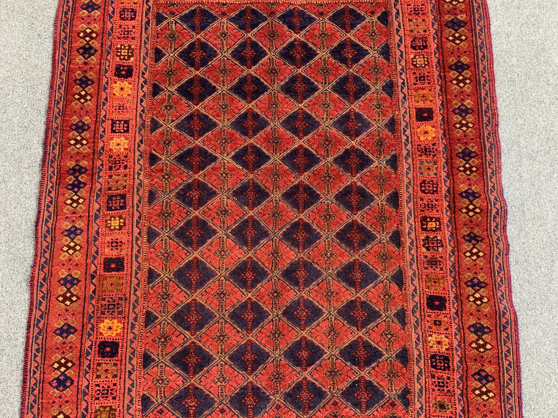 3x4 Ft Natural Hand Knotted kilim Rug, Afghan kilim Rug, Oriental Wool kilim Rug, Red Navy Blue kilim Rug, Home Decor Rug, Bedroom Rug etc.
