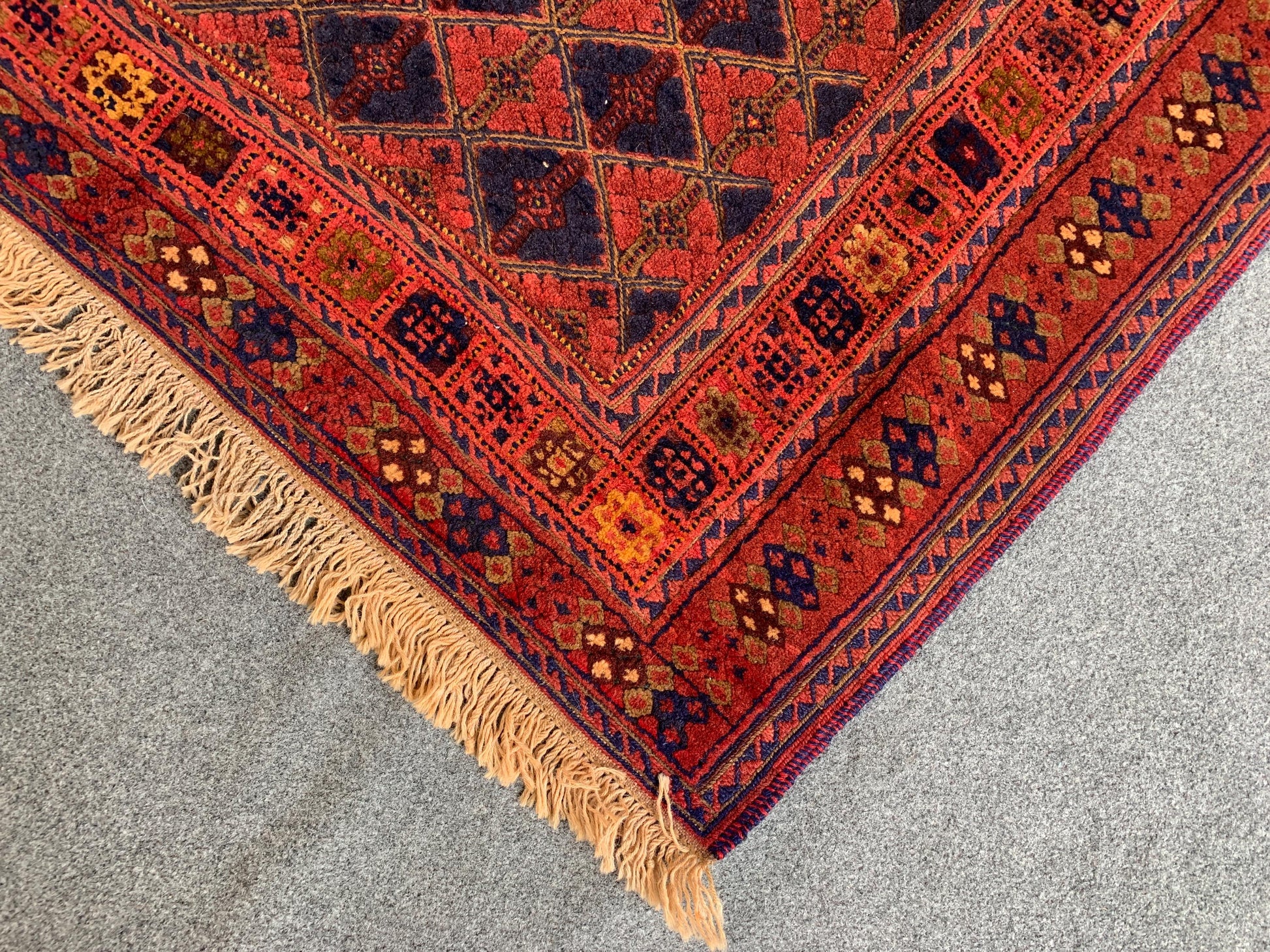 3x4 Ft Natural Hand Knotted kilim Rug, Afghan kilim Rug, Oriental Wool kilim Rug, Red Navy Blue kilim Rug, Home Decor Rug, Bedroom Rug etc.
