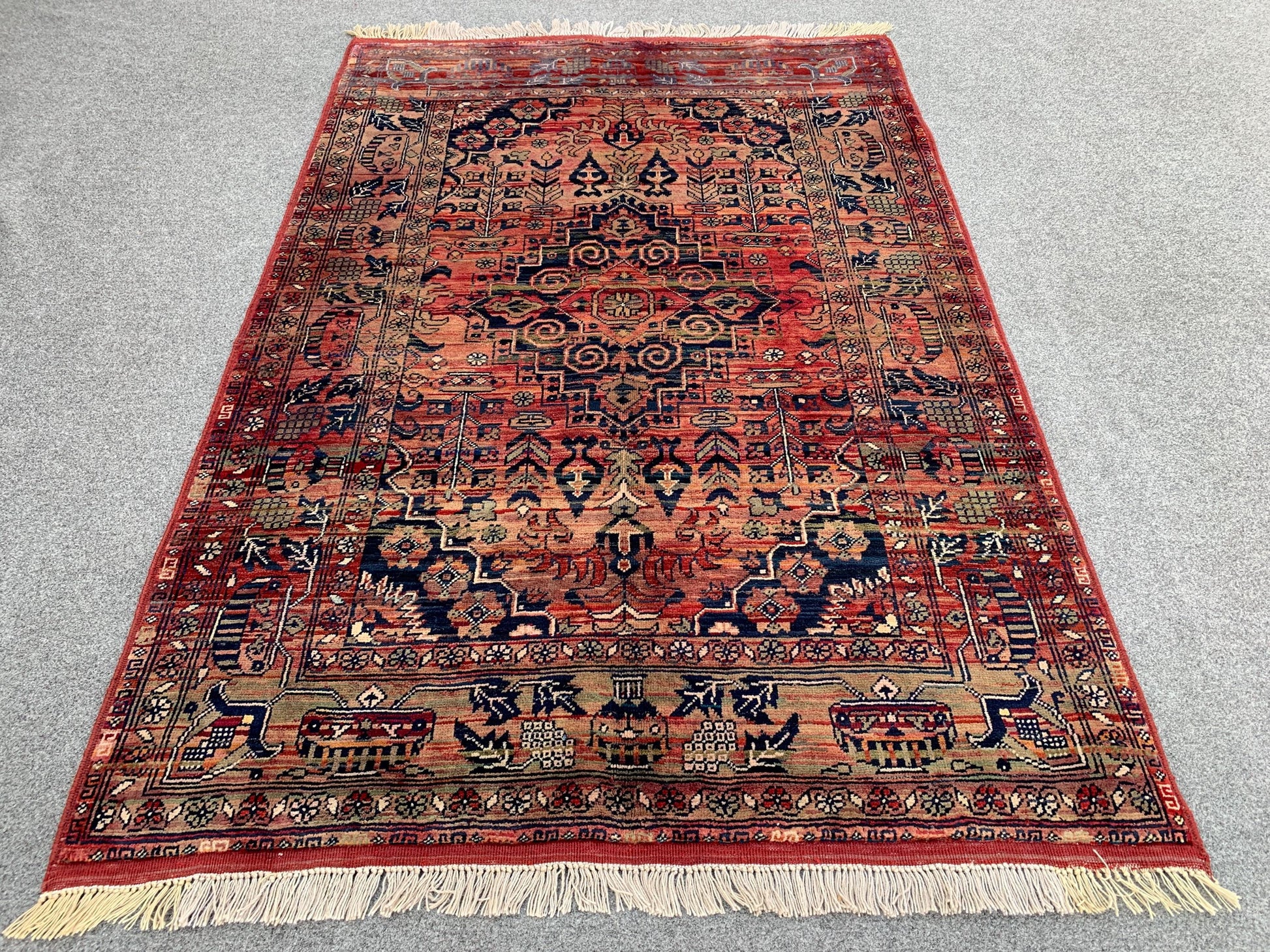 Vintage Rug, 3x5 Ft Afghan Hand Knotted Rug, Bukhara design Rug, Oriental Turkmen Rug, Good Pile Wool Rug, Best for Bedroom Living Room Rug.