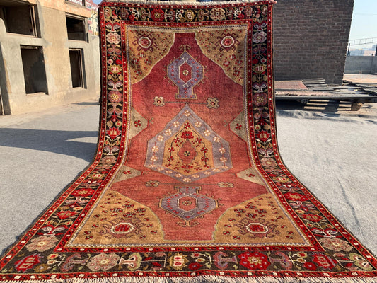 4x7 Ft Amazing Vintage Rug, Afghan Hand Knotted Rug, Geometric Area Rug, Low Pile Rug, Best for Living Room Bedroom Rug, Good Quality Rug.