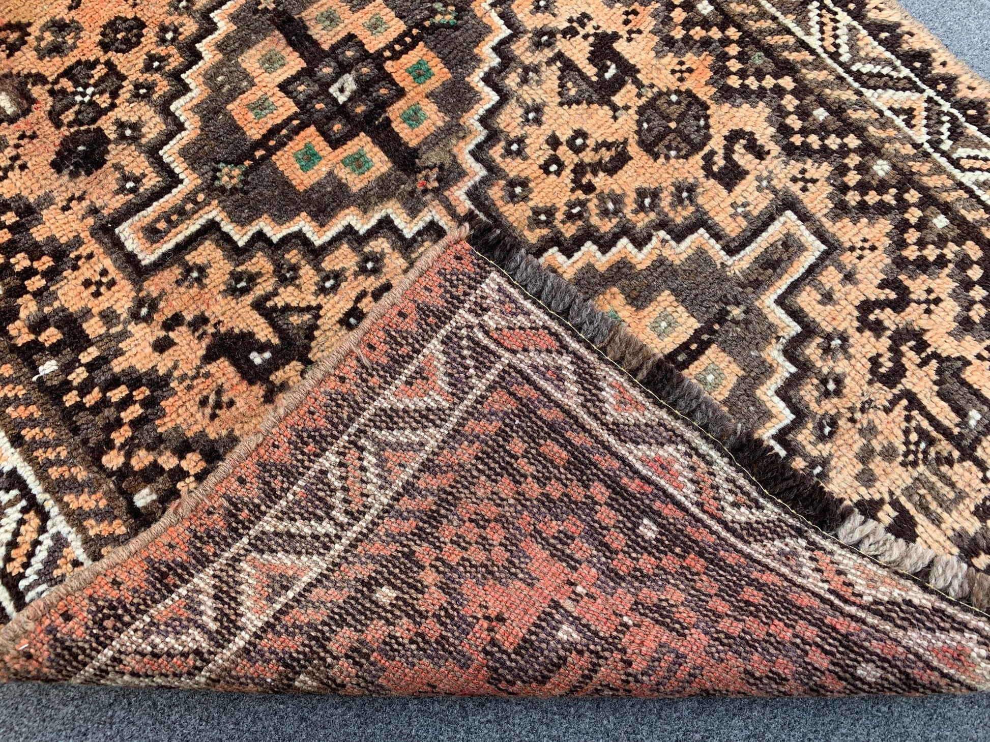 3x8 Ft Runner Antique Rug, Caucasian Runner Rug, Afghan Hand knotted Wool Rug, Vintage Oriental Rug, Turkmen Tribal Rug, Hallway Runner Rug.