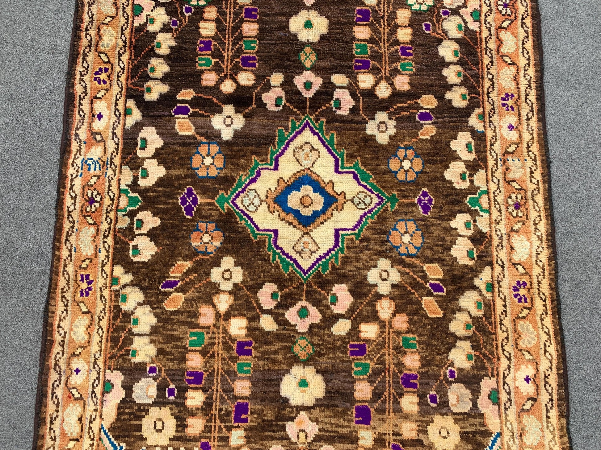 Vintage Rug 3x5 Ft Caucasian design Rug, Afghan Handmade Wool Rug, Geometric Area Rug, Oriental Rug Tribal Rug, Bedroom Kitchen Hallway Rug.