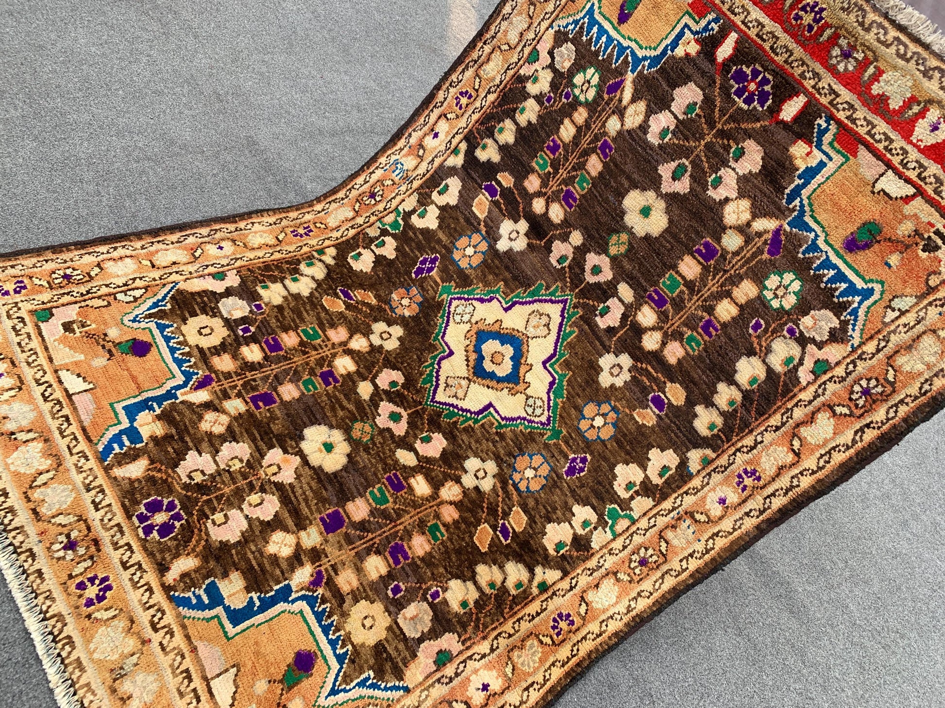 Vintage Rug 3x5 Ft Caucasian design Rug, Afghan Handmade Wool Rug, Geometric Area Rug, Oriental Rug Tribal Rug, Bedroom Kitchen Hallway Rug.