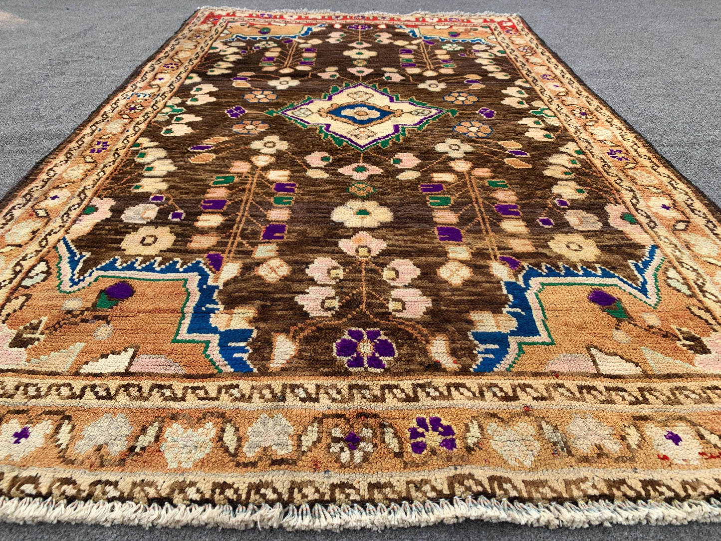 Vintage Rug 3x5 Ft Caucasian design Rug, Afghan Handmade Wool Rug, Geometric Area Rug, Oriental Rug Tribal Rug, Bedroom Kitchen Hallway Rug.