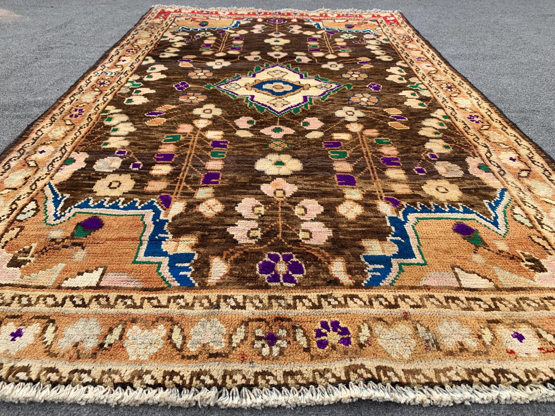 Vintage Rug 3x5 Ft Caucasian design Rug, Afghan Handmade Wool Rug, Geometric Area Rug, Oriental Rug Tribal Rug, Bedroom Kitchen Hallway Rug.