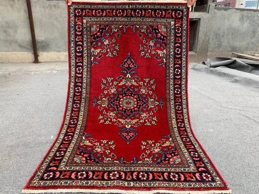 2x4 Ft Vintage Red Rug, Afghan Hand knotted Wool Rug, Geometric Area Rug, Oriental Rug Amazing Rug, Small Hallway Rug, Small Kitchen Rug etc