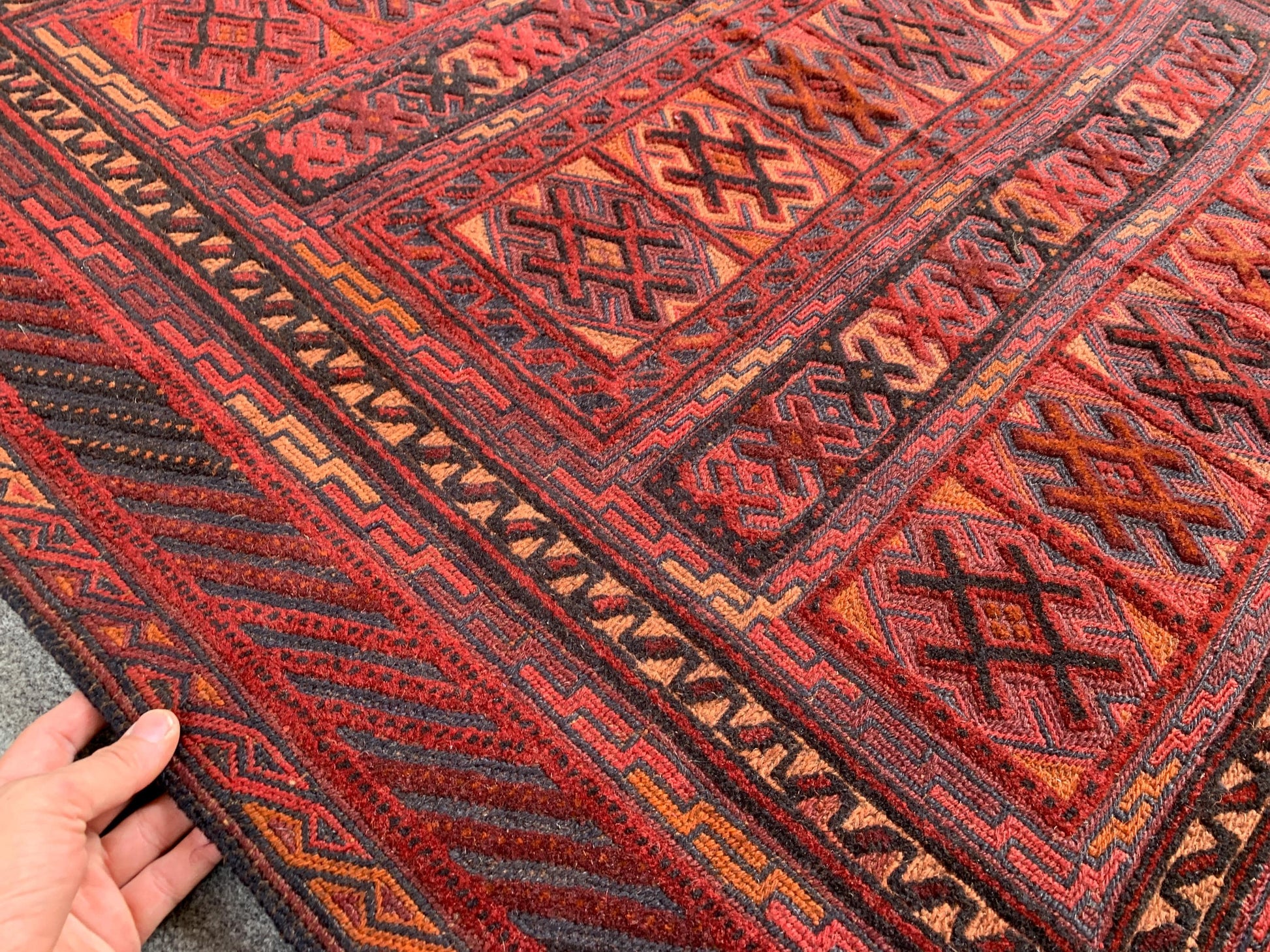 4x4 Ft Amazing Afghan kilim Rug, Hand knotted Herati kilim Rug, Barjasta design Rug, Oriental kilim Rug, Rugs for Bedroom Rug, Hallway Rug.
