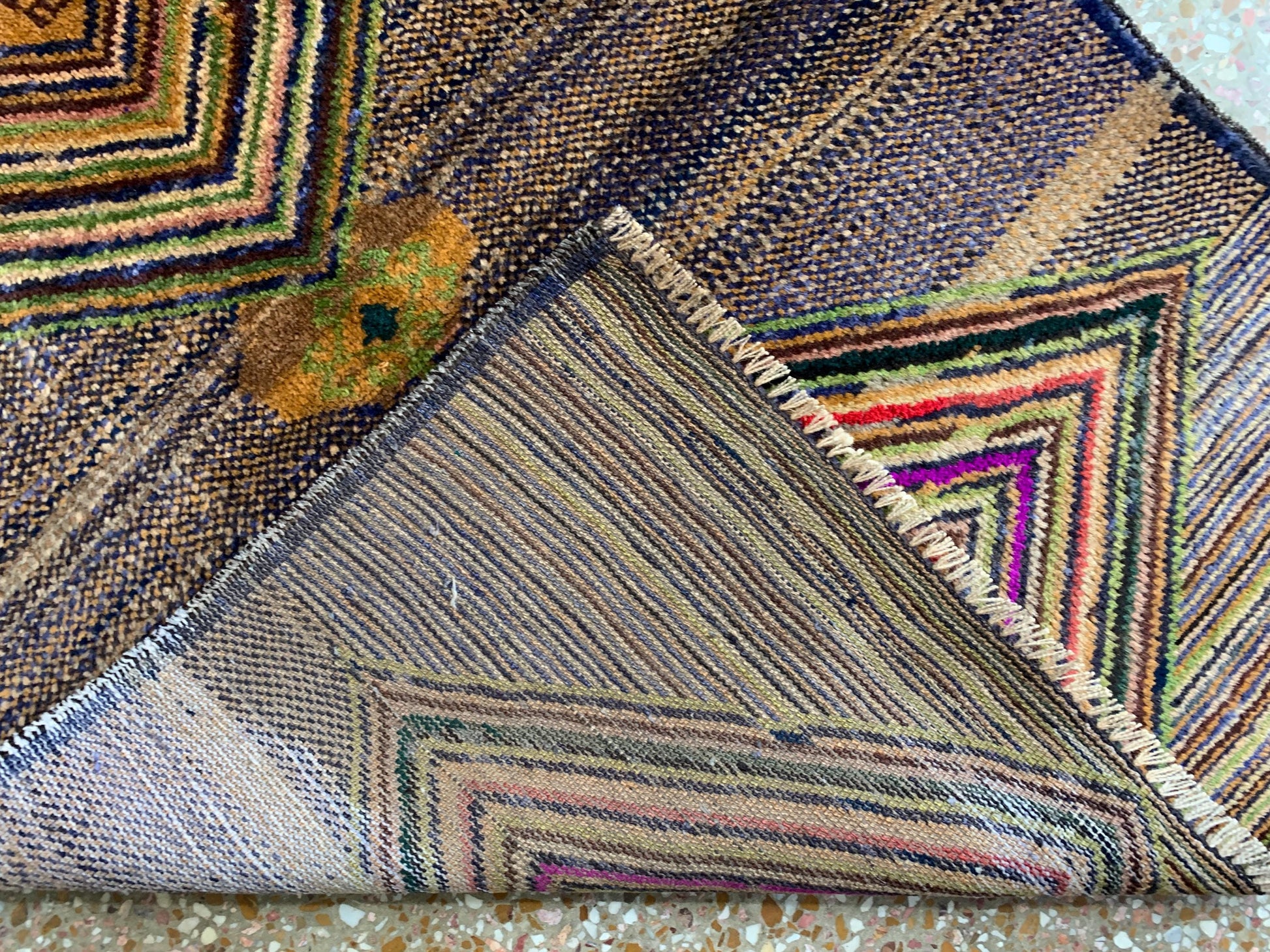 3x4 Ft Vintage Rug, Geometric design Rug, Afghan Handmade Rug, High Pile Rug Baluchi Oriental Rug, Best for Hallway Kitchen Bedroom Rug etc.