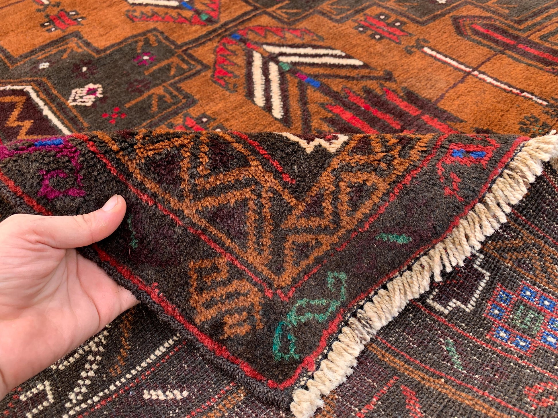 4x7 Ft Vintage Geometric design Rug, Afghan Hand Knotted Rug, Herati Baluchi Rug, Oriental Wool Rug, High Pile Rug, Living Room Bedroom Rug.