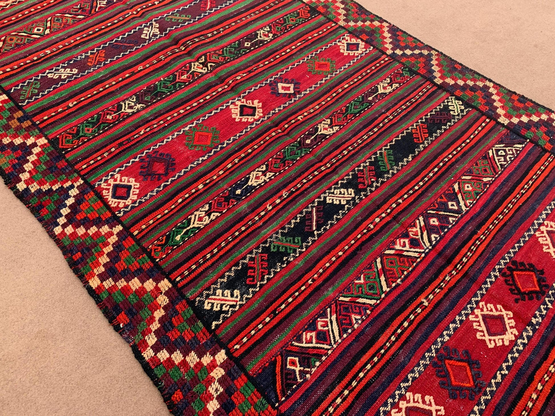 5x10 Ft Antique Afghan kilim Rug, Hand Knotted Wool kilim Rug, Oriental Flatweave kilim Rug, Vintage Striped Rug, Bedroom Living Room Rug.