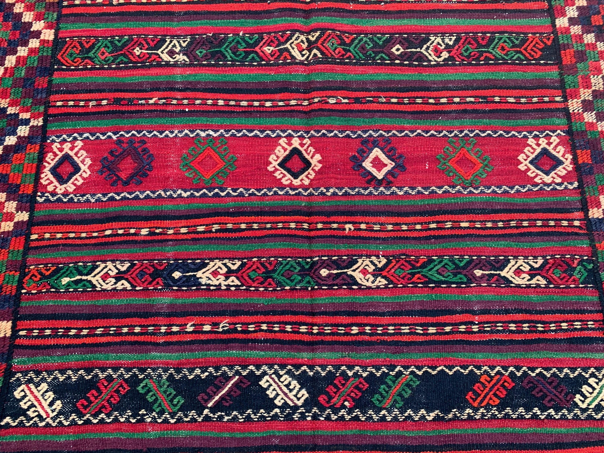 5x10 Ft Antique Afghan kilim Rug, Hand Knotted Wool kilim Rug, Oriental Flatweave kilim Rug, Vintage Striped Rug, Bedroom Living Room Rug.