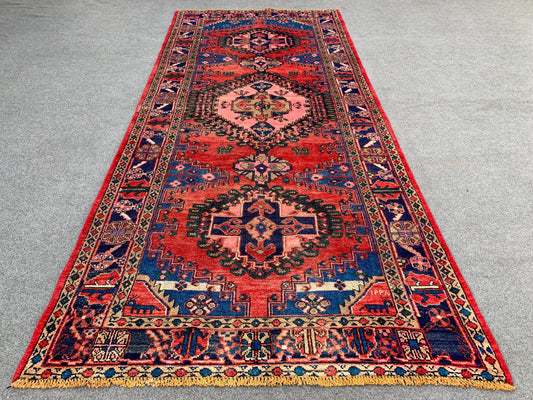 4x9 Ft Runner Rug, Afghan Hand Knotted Runner Rug, Geometric Runner Rug, Vintage Tribal Rug Oriental Runner Rug, Bedroom Hallway Runner Rug.