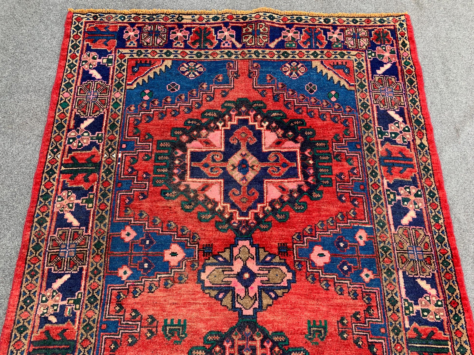 4x9 Ft Runner Rug, Afghan Hand Knotted Runner Rug, Geometric Runner Rug, Vintage Tribal Rug Oriental Runner Rug, Bedroom Hallway Runner Rug.