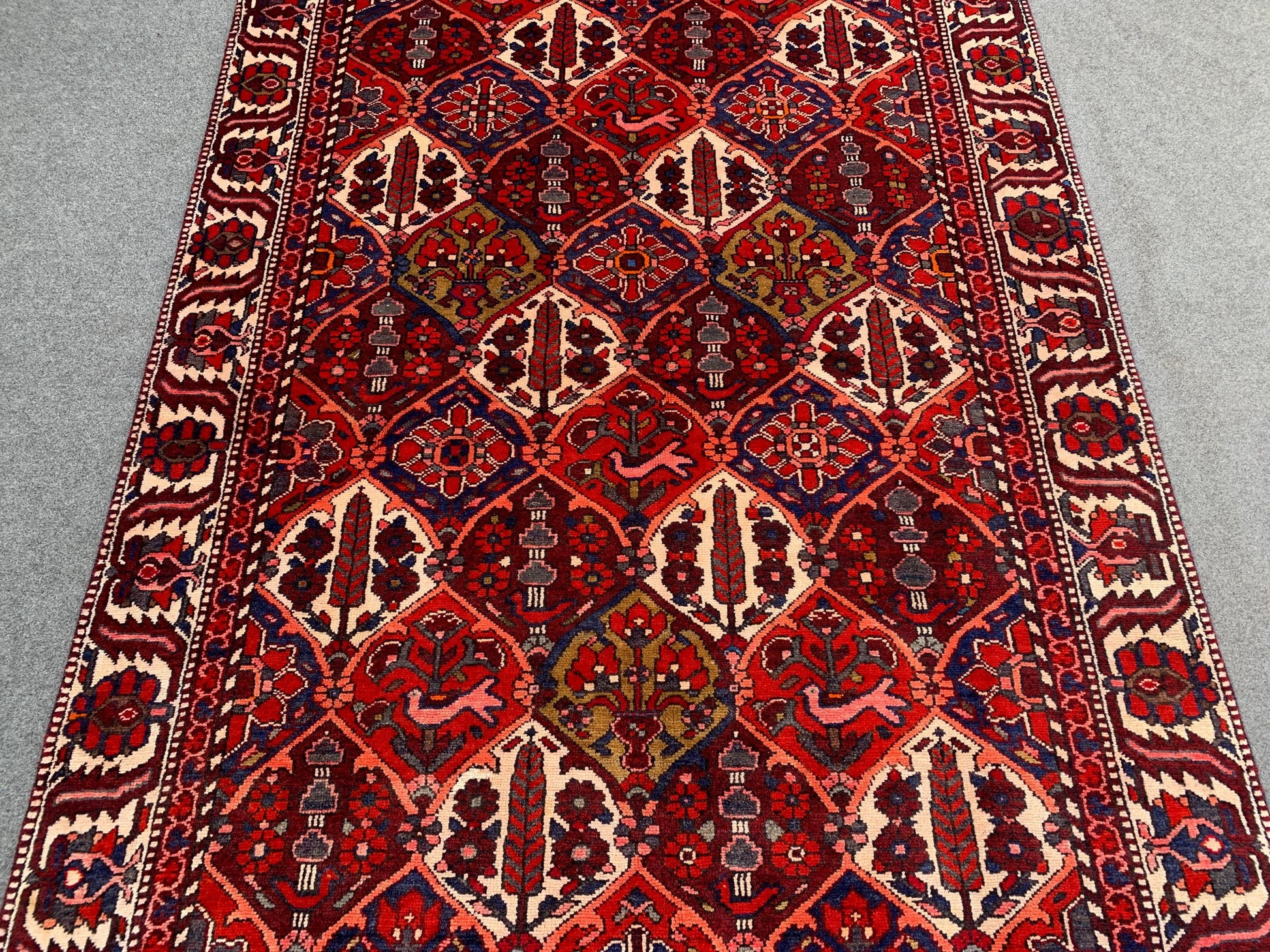 Vintage Rug 5x9 Ft Birds Floral design Rug, Afghan Hand Knotted Rug, Oriental Wool Rug, Turkmen Tribal Rug, Home Decor Rug, Living Room Rug.