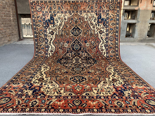 Antique Rug 7x10 Ft Afghan Hand knotted Rug, One of a kind Vintage Rug, Geometric Area Rug Tribal Oriental Rug, Bedroom Rug Living Room Rug.