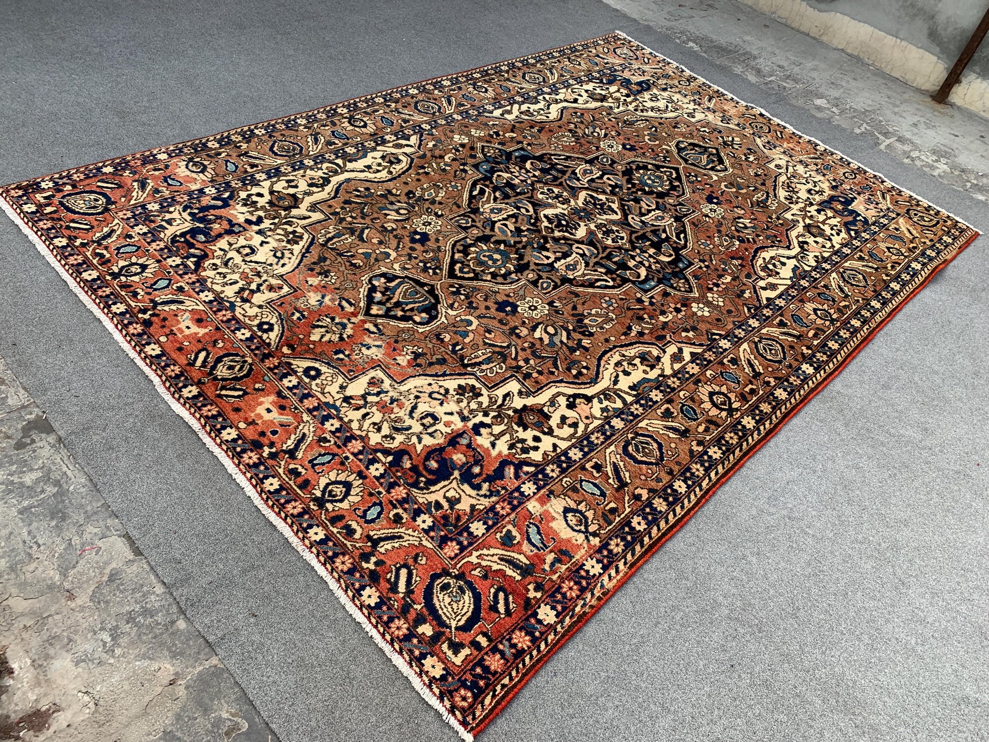 Antique Rug 7x10 Ft Afghan Hand knotted Rug, One of a kind Vintage Rug, Geometric Area Rug Tribal Oriental Rug, Bedroom Rug Living Room Rug.