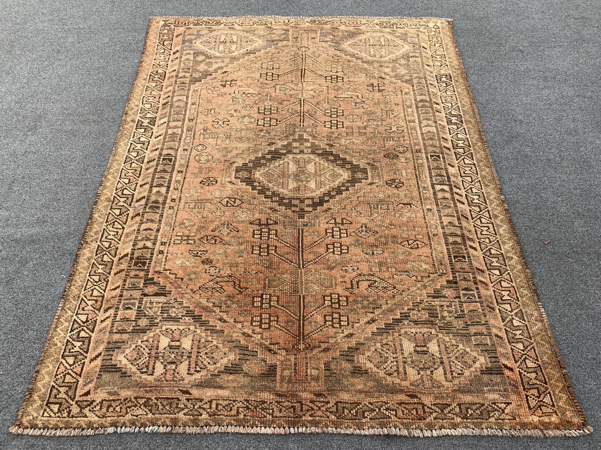 Antique Afghan Rug, 4x5 Ft Caucasian design Rug, Hand knotted Vintage Rug, Oriental Wool Rug, Tribal Area Rug, Rugs for Bedroom Hallway Rug.