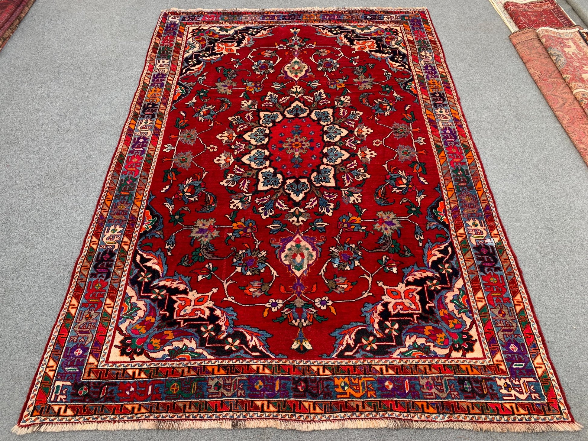 Amazing Vintage Rug 6x9 Ft Afghan Hand knotted Wool Rug, Geometric Area Rug, Oriental Tribal Rug, Best for Dining Table Rug Living Room Rug.