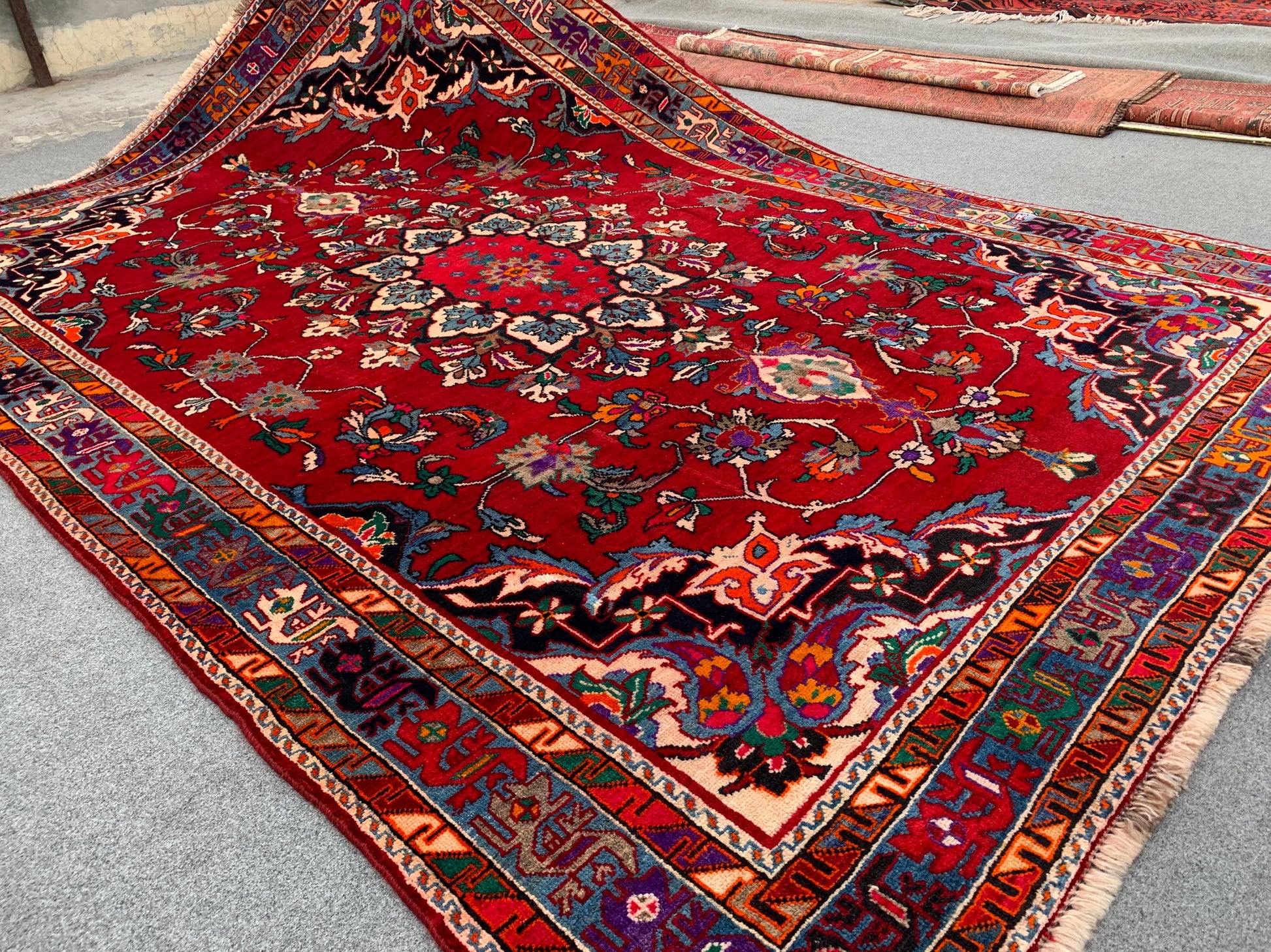 Amazing Vintage Rug 6x9 Ft Afghan Hand knotted Wool Rug, Geometric Area Rug, Oriental Tribal Rug, Best for Dining Table Rug Living Room Rug.