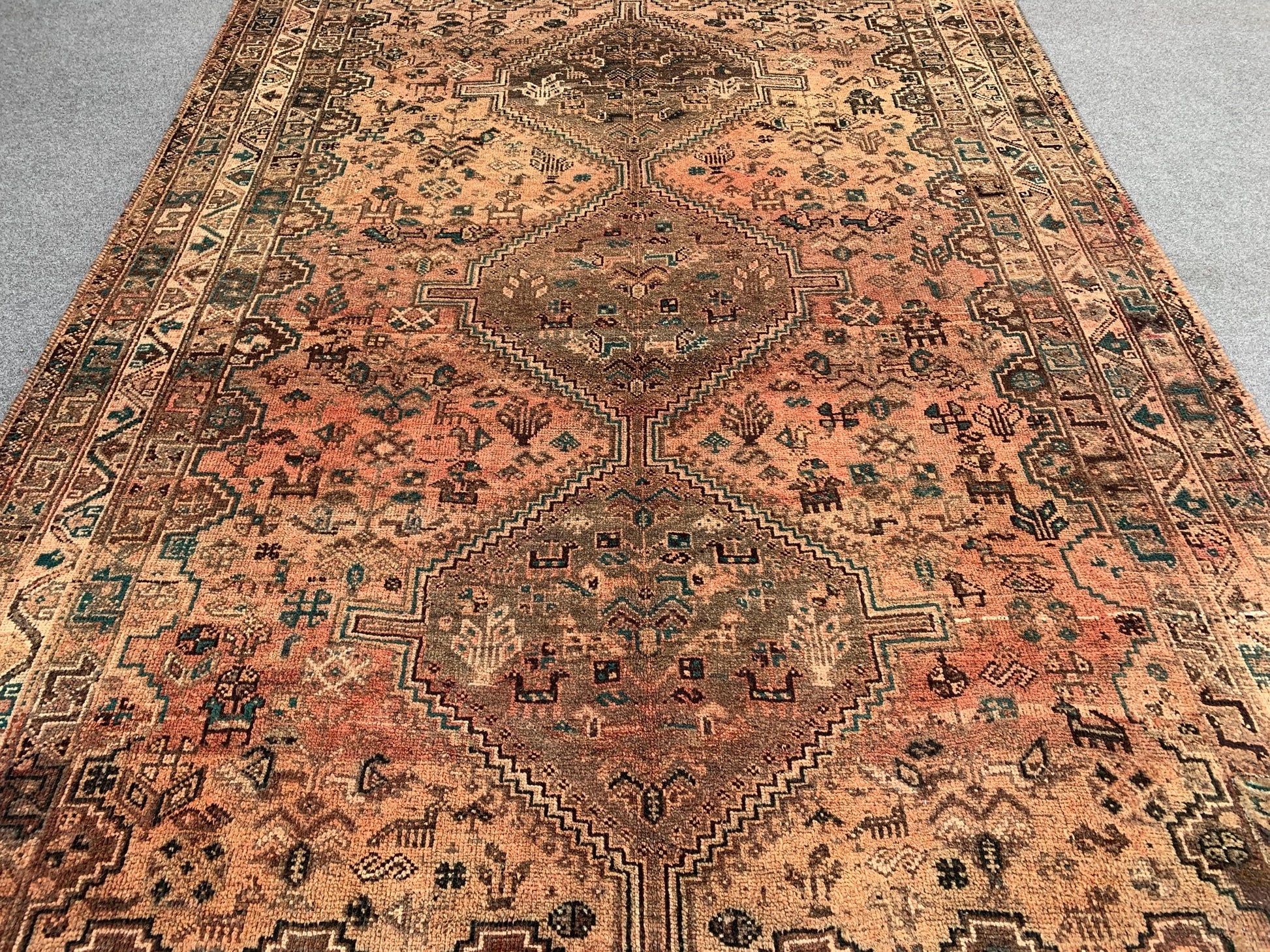6x9 Ft Vintage Afghan Rug, Hand knotted Wool Rug, Caucasian design Rug, Antique Oriental Rug, Tribal Rug, Dining Table Rug, Living Room Rug.