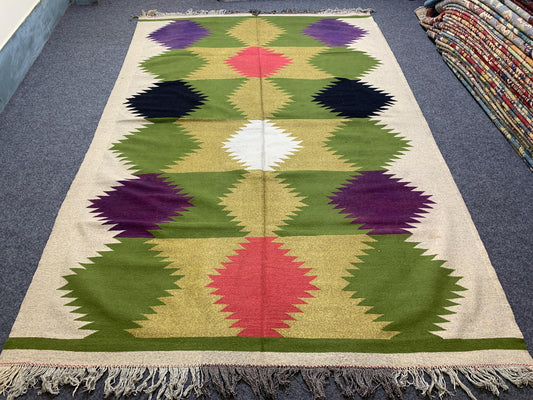 6x9 Ft Vintage Soumak kilim Rug, Afghan Handmade kilim Rug, Geometric Area Rug, Oriental Wool Rug, Home Decor Rug, Bedroom Living Room Rug.